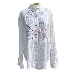 Lutton & Horsfield Canvasbacks long sleeve linen shirt, white